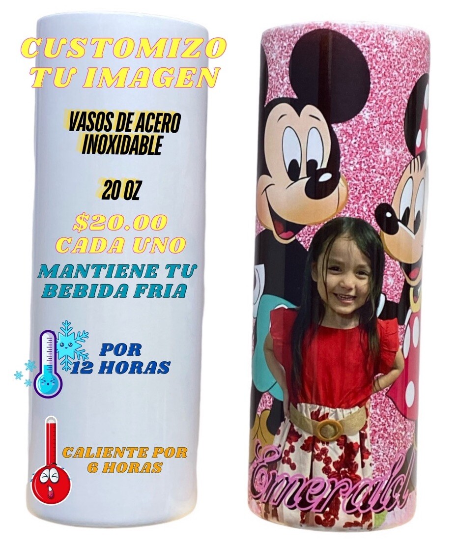 Personalizo Vasos De Acero Inoxidable 20 Oz ,incluye Nombre Y Foto