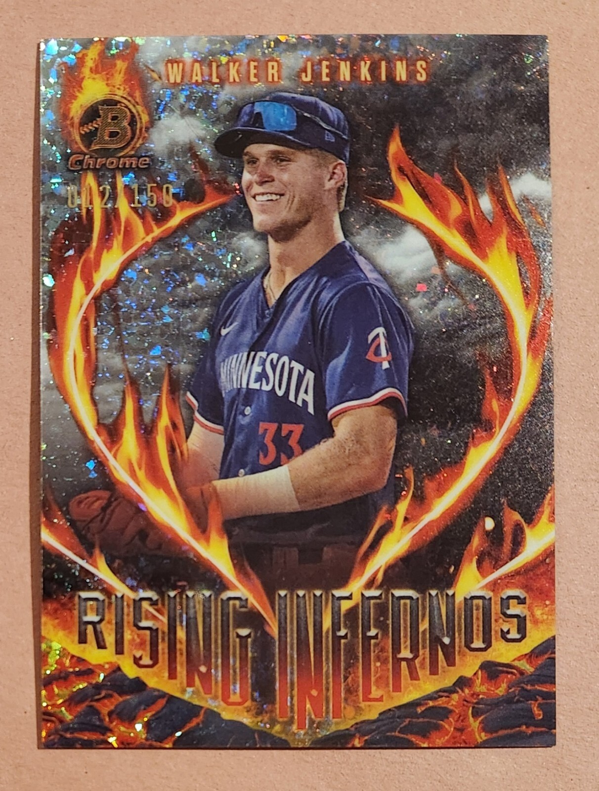 Walker Jenkins 2024 Bowman Chrome Rising Infernos 012/150 Mini Diamond Refractor