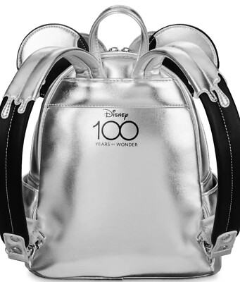 Disney Parks 100th Anniversary Mickey Ear Hat Silver Drip Backpack