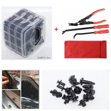 3X Clip Plier Set& Fastener Remover Combo+ 620X Buckle For Car Door Trunk Fender