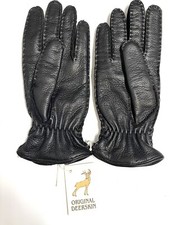 Vintage gloves, genuine leather, black, new, size S