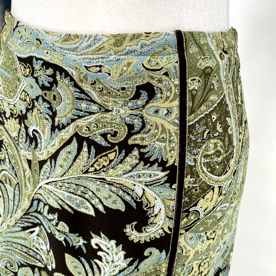 Emma James 裙子女式 12 棕色绿色雪纺 Assymetric Hem Prairie Boho 复古 — 第 4/4 张图片