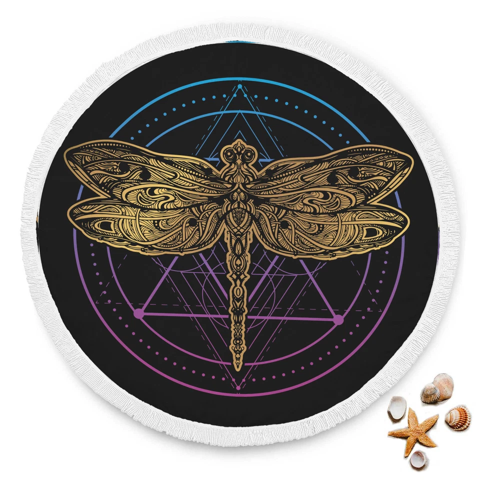 Toalla de verano Dragonfly Circle alfombra de playa para tomar el sol con manta de borla Foto 2 de 4