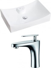 18.25" W X 13.5" D CUPC Rectangle Undermount Sink Set In Biscuit Width 8" O.C.