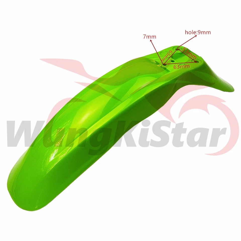 Guardabarros delantero cubierta de plástico verde para moto DRZ110 RM65 KLX110 KX65 Foto 2 de 4