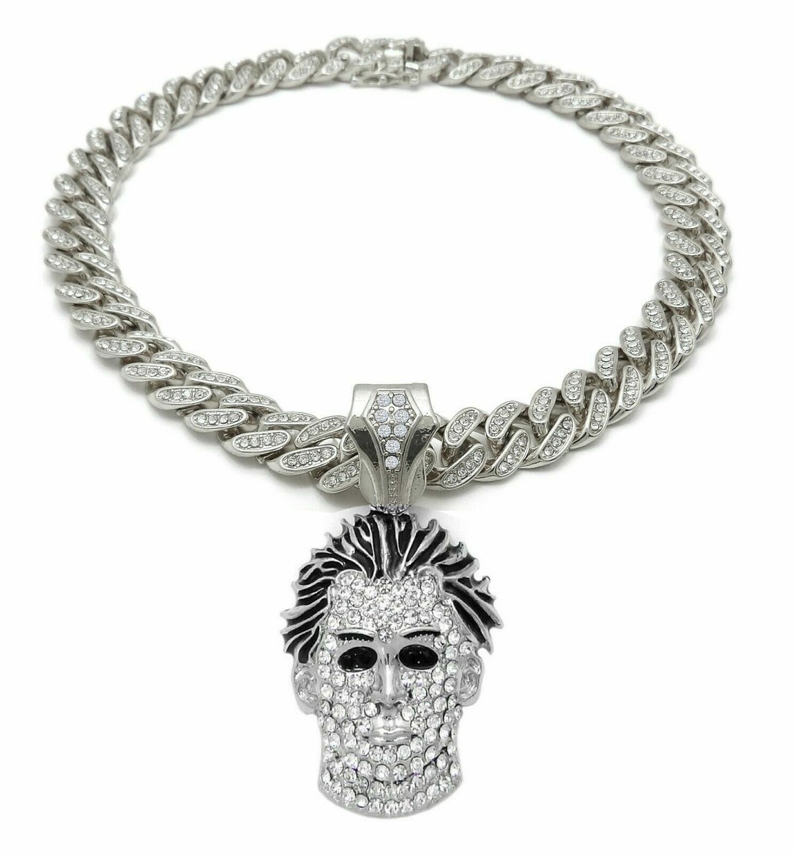 Silver Michael Myers Mask Iced Pendant 18
