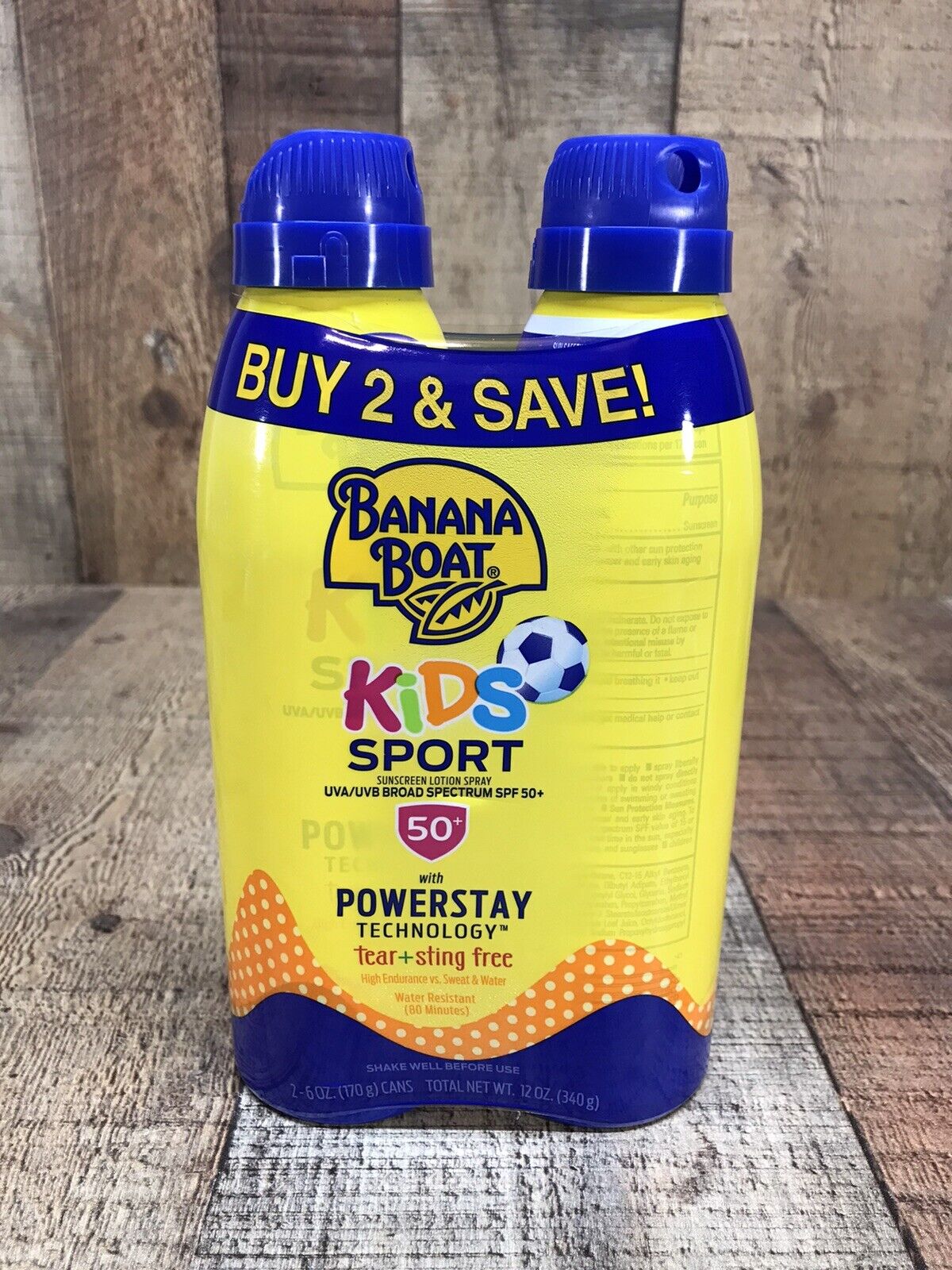 Banana Boat SPF 50+ Sunscreen Kids Sport Tear-Free  Double Pk 6 oz each Exp 3/24