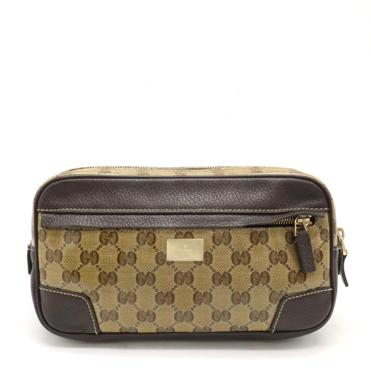 GUCCI GG Crystal Waist Bag Taille Pochette Body Bag Cuir PVC Kaki #12510938