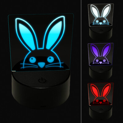 Peeking Bunny Rabbit 3D Illusion LED Night Light Sign Nightstand Desk Lamp
