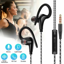 In-Ear Wired Sport Running Earphone Earbuds Over ear Hook Headphone 3.5mm w/MIC