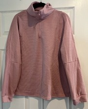 Women's Quarter Zip Sweatshirt Long Sleeve Pullover Pink Size XL