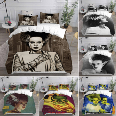 Cosplay Bride of Frankenstein 3D Bettbezug Bettwäsche Set Kissenbezug Quilt