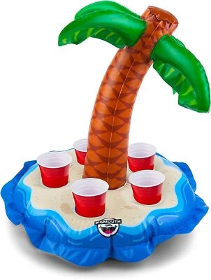 BIGMOUTH INC. JUMBO Drink Beer 5 Party Cup Holder - Inflatable Palm Tree Blow up Pool Float
