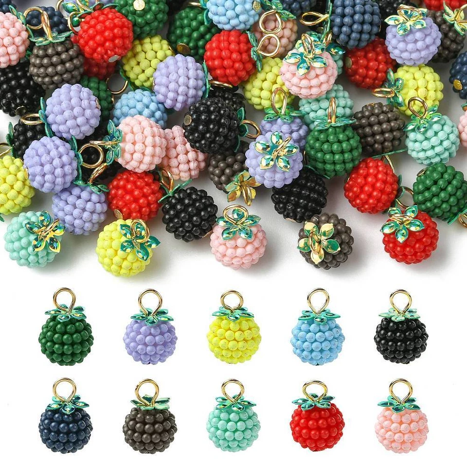 100x Dijes de plástico de bayas colgantes para pulsera pendientes collar fabricación de joyas Foto 2 de 4