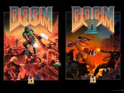 Doom 1 & 2 Hell On Earth Video Game Posters Art Print id Software