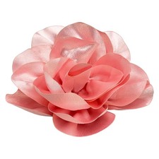 Dainty Satin Fabric Flower Brooch Large Rose 5.5 Inch Elegant Camellia Pin Party