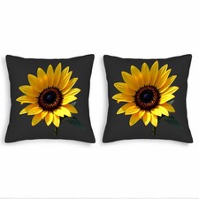 Set of 2 Square Throw Pillow Covers 18x18in - Vibrant Sunflower Design
