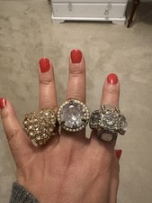 Three Chunky Cocktail Rings Party Costume Jewellery
