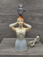 Vintage '40s-50s Pinup "Lady" Boudoir Table Lamp Risque Victorian Tested Plastic