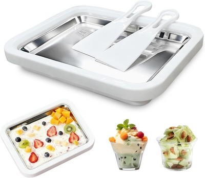 At-Home Rolled Ice Cream Maker - Stainless Steel DIY Machine for Frozen Yogurt