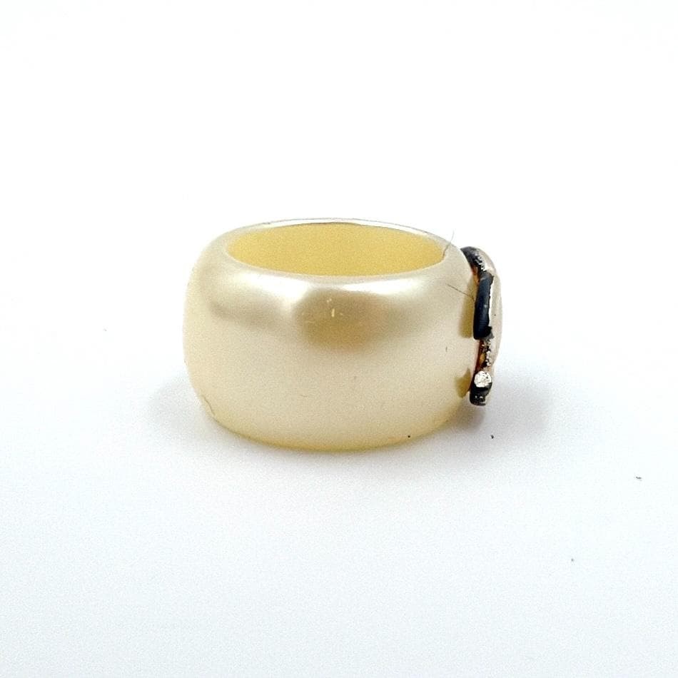Auth CHANEL Coco Mark Ring Womens Ivory Size 15 Genuine Luxury Jewelry thumbnail 5
