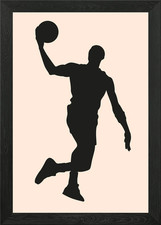 silhouettes basketball Framed Wall Art Poster Canvas Print Picture