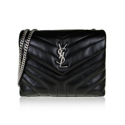 Saint Laurent バック Saint Laurent Black Metallic Cracked Calfskin Monogram Niki