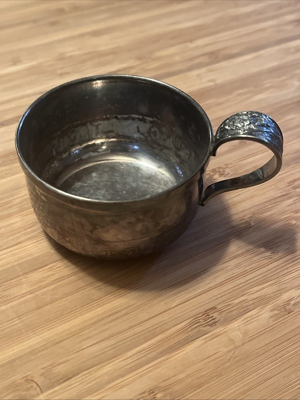 Vintage Silver Plated Baby Kid Cup W.B MFG Co.  3 Bears A-Z Letters Embossed (1)