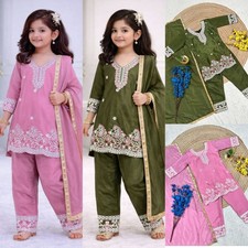 Indian Girls Eid Party Wear Kids Salwar Kameez Bollywood Dress