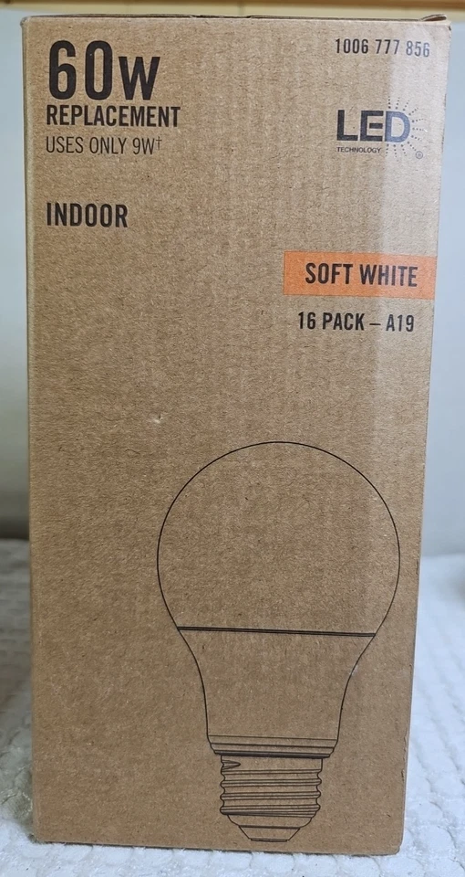 60-Watt Equivalent A19 Non-Dimmable CEC Rated LED Light Bulb Daylight (16-Pack) - Image 2 of 4