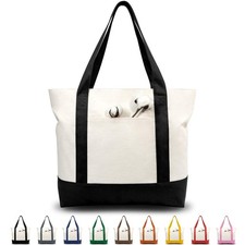 1  3  6  30 Pack Canvas Tote Bag with an External Pocket, Reusable Grocery...