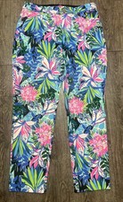 Lilly Pulitzer Kelly Knit Pants Sz 12 You Me And Giraffee Tropical Floral Capri