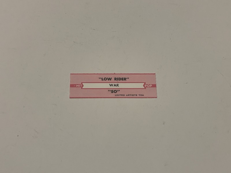 Jukebox Title Strip War Low Rider So United Artists 706