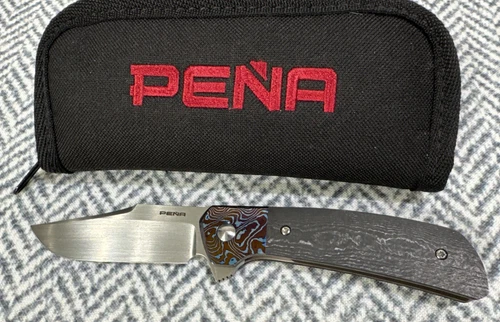 Enrique Pena Laredo Bowie Custom Flipper Green Micarta w/Mokuti Bolsters & Clip