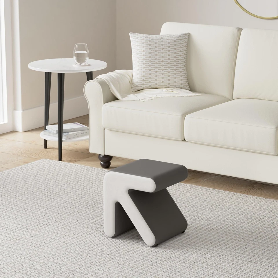 Sofá estofado criativo de veludo banquinho infantil banco de sapatos apoio para os pés otomano - Imagem 2 de 4