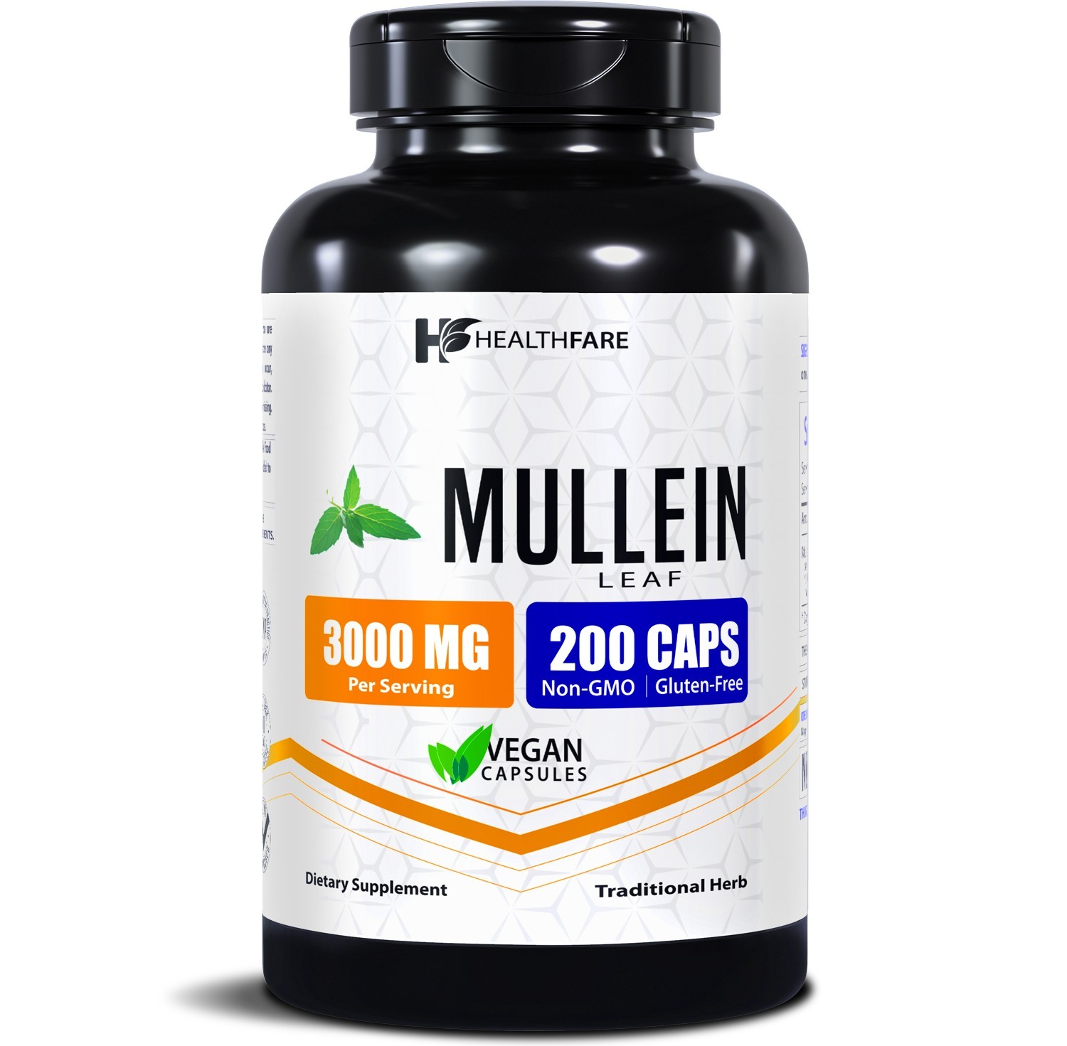 Healthfare Mullein Leaf Capsules | 3000mg | 200 Count | Support Lung Cleanse