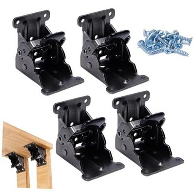 Folding Table Legs, Folding Bracket, self-Locking Hinge Screws, black-4pcs