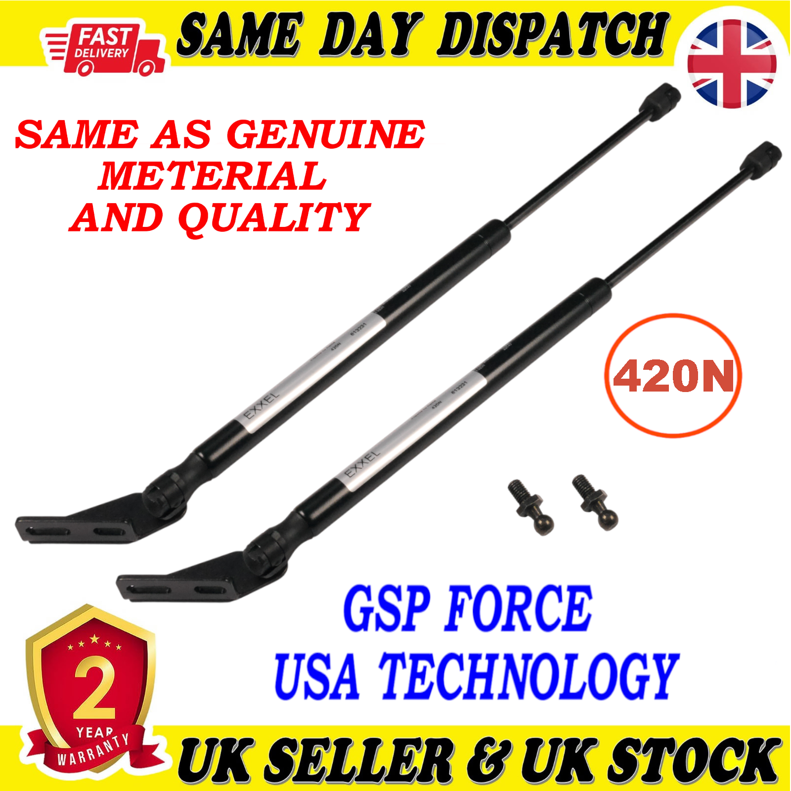 2X TAILGATE BOOT GAS STRUTS 420 Newton FOR SUZUKI SWIFT III 8186062J00