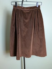 Vintage 1980s Dimension Petite Brown Velvet High Waisted Skirt 100 Cotton