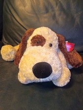 NEW Russ DROOZY Puppy Dog Tan 14in Floppy Plush Brown Ears Tail Eye Patch SOFT