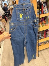 Y2K 1998 Pokemon Pikachu Girls Denim Overall 10/12 will fit women  s small