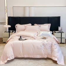4pcs/lot Bedding Set Pure Cotton Embroidery Flowers Duvet Cover Flat Sheet Set