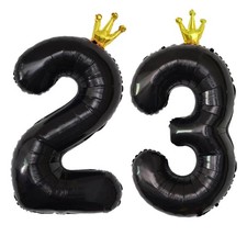 40 Inch Number 23 Black Crown Balloon Set,23th Celebration Decorations for Ha...