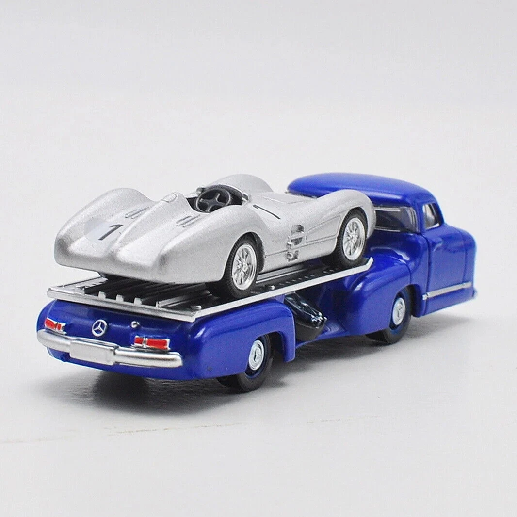 1:64 Mercedes Benz Renntransporter + 1954 W196 -- Blue/Silver -- Norev