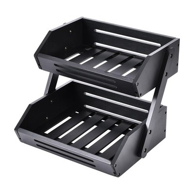 Kitchen Organizer with 2-Tier Bamboo Fruit Basket   Large Capacity, Space-Sav...