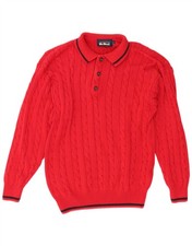 MC Neal Mens Polo Neck Jumper Sweater Medium Red Cotton BG03