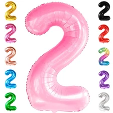 Giant Pink Number 2 Balloon - 40 Inch | 2nd Birthday  Anniversary Decorations