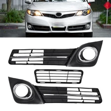 Front Bumper Lower Grill+Fog Light Bezel Cover For 2012 13-2014 Toyota Camry SE