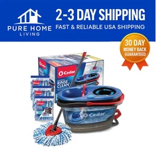 360° Spin Microfiber Mop & Bucket System - Cleans Hard Floors with Pure Water