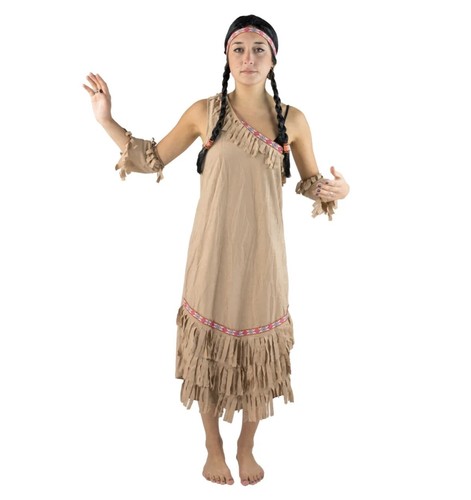 X-E3-4 Ladies Pocahontas Native American Indian Tribal Wild West Party Costume E - Foto 3